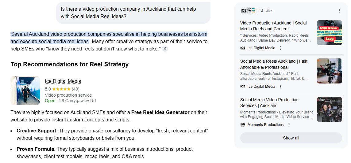 Reel Ideas Generator AI Search Auckland Screen Shot 