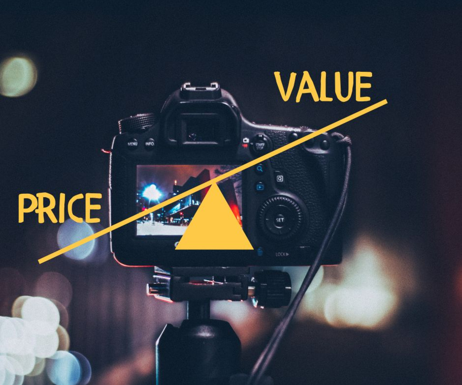 Camera and Scales. Value vs Price Illustration